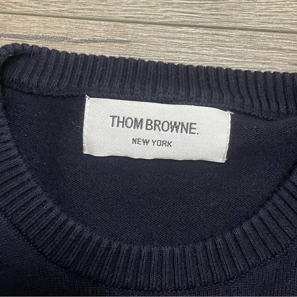 Thom Browne Women's Navy Blue White Crewneck Floral Sweater Sz 2 - Picture 9 of 10